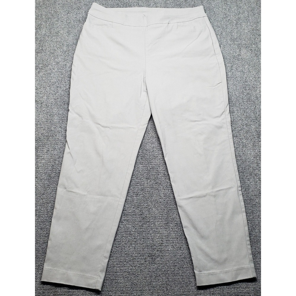 Chicos Dress Pants Womens 2.5R Gray Pull On Flat Front Stretch Casual Career